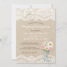 アイボリー素朴バーラップレースフローラメイスンジャー結婚ズ