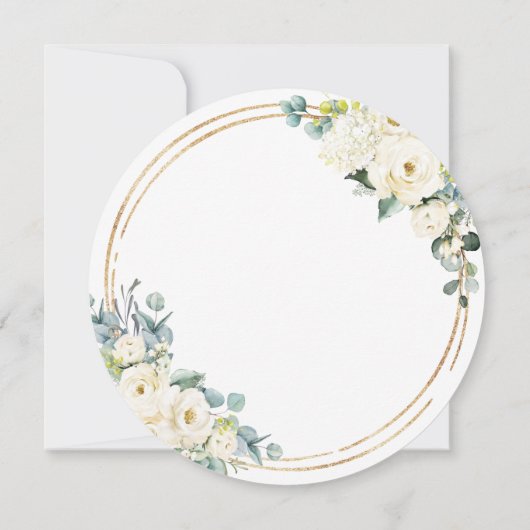 アイボリー素朴フローラユーカリ結婚ス金ゴールドサークル 招待状 (裏面)