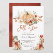 アイボリー素朴フローラ秋インラブカップルシャワー 招待状 (正面/裏面)