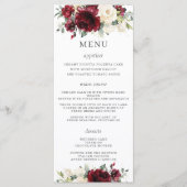 アイボリー素朴ブルゴーニュフローラ結婚のメニュー プログラム (正面)