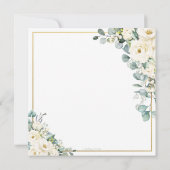 アイボリー素朴ホワイトフローラユーカリ金ゴールド結婚ズ 招待状 (裏面)