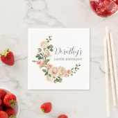 アイボリー素朴ホワイトフローラ100th誕生日パーティー スタンダードカクテルナプキン (インサイチュ)