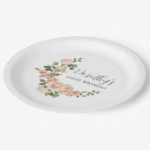 アイボリー素朴ホワイトフローラ100th誕生日パーティー ペーパープレート (アングル)