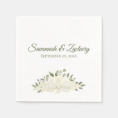 アイボリー素朴ホワイトボホフローラブーケ結婚ス スタンダードカクテルナプキン (正面)