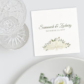 アイボリー素朴ホワイトボホフローラブーケ結婚ス スタンダードカクテルナプキン