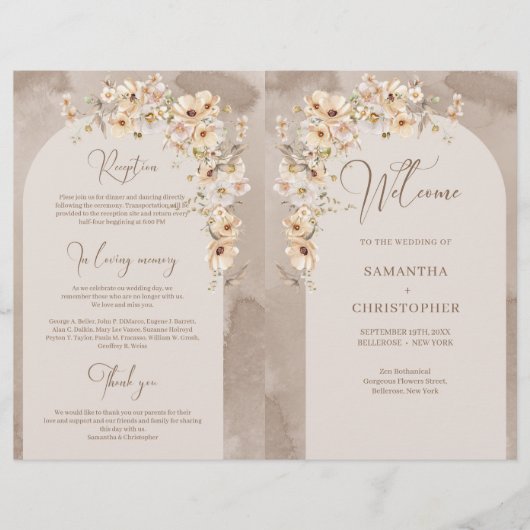 アイボリー素朴ワイルドフラワーズボホアーチ折り畳みプログラム (正面)