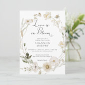 アイボリー素朴ワイルドフラワーラブ開花シャワー 招待状 (スタンド正面)