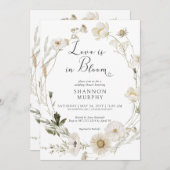 アイボリー素朴ワイルドフラワーラブ開花シャワー 招待状 (正面/裏面)