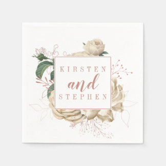 アイボリー素朴赤面フローラカスタムウェディングカクテル スタンダードカクテルナプキン