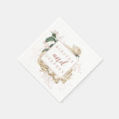 アイボリー素朴赤面フローラカスタムウェディングカクテル スタンダードカクテルナプキン (角)