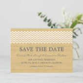 アイボリー素朴Chevron日付の保存招待状 招待状 (スタンド正面)