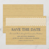 アイボリー素朴Chevron日付の保存招待状 招待状 (正面/裏面)