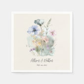 アイボリー結婚のナプキンスと赤面水彩フローラ スタンダードカクテルナプキン (正面)