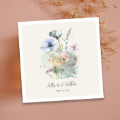 アイボリー結婚のナプキンスと赤面水彩フローラ スタンダードカクテルナプキン