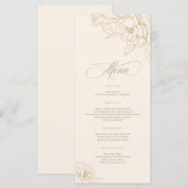 アイボリー結婚のメニューカード、金ゴールドフローラ牡丹 プログラム (正面/裏面)