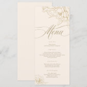 アイボリー結婚のメニューカード、金ゴールドフローラPeony プログラム (正面/裏面)
