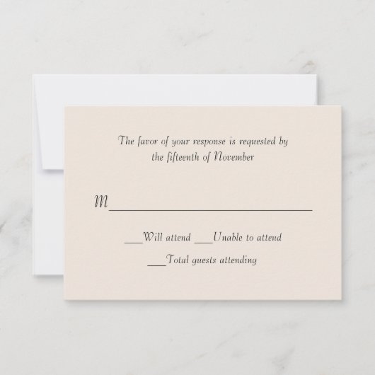 アイボリー結婚の応答カード 出欠カード (正面)