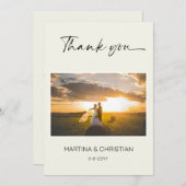アイボリー結婚の感謝の写真はがき サンキューカード (正面/裏面)