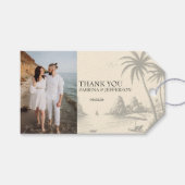 アイボリー結婚カンクン写真 ギフトタグ (正面(横))