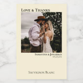 アイボリー結婚クリームフォトラブ&ミ感謝していニオ ワインラベル (シングルラベル)