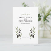 アイボリー結婚式招待状とシンプルブラックプリンチン 招待状 (スタンド正面)
