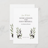 アイボリー結婚式招待状とシンプルブラックプリンチン 招待状 (正面/裏面)