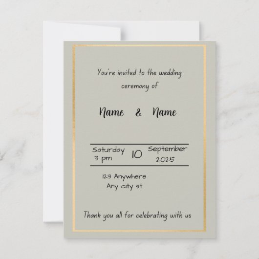 アイボリー結婚式招待状 (裏面)