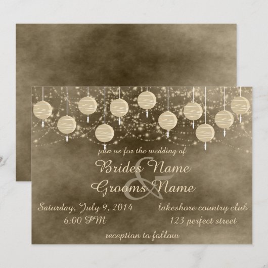 アイボリー結婚灯 招待状 (正面/裏面)