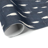 アイボリー絵を描抽象芸術オンネイビーブルーリネン ラッピングペーパー (ロールコーナー)
