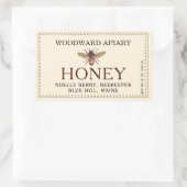 アイボリー縁どダブルハニーラベル付きミツバチ 長方形シール (バッグ)