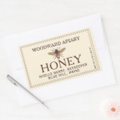 アイボリー縁どダブルハニーラベル付きミツバチ 長方形シール (封筒)