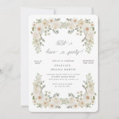 アイボリー縁どフローラ写真卒業パーティー招待状 招待状 (正面)