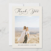 アイボリー繊細な書結婚道の写真ありがとう サンキューカード (正面)