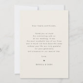 アイボリー繊細な書結婚道の写真ありがとう サンキューカード (裏面)