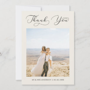 アイボリー繊細な書結婚道の写真ありがとう サンキューカード