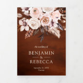 アイボリー自然フローラQRコードテラコッタ結婚ズ 三つ折り招待状 (カバー)