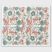 アイボリー花と多肉秋ヴィンテージ ラッピングペーパー (フラット)