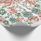 アイボリー花と多肉秋ヴィンテージ ラッピングペーパー (コーナー)