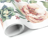 アイボリー花と多肉秋ヴィンテージ ラッピングペーパー (ロールコーナー)