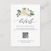 アイボリー花と緑QRコード結婚の詳細 エンクロージャーカード (正面)