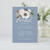 アイボリー花オンブルーブライダルシャワー招待状 招待状 (スタンド正面)