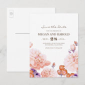 アイボリー花ヴィンテージエレガント保存日付 案内ポストカード (正面/裏面)