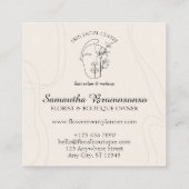 アイボリー花化粧ウーマン顔美容師フェイシャル スクエア名刺 (裏面)