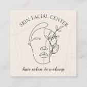 アイボリー花化粧ウーマン顔美容師フェイシャル スクエア名刺 (正面)