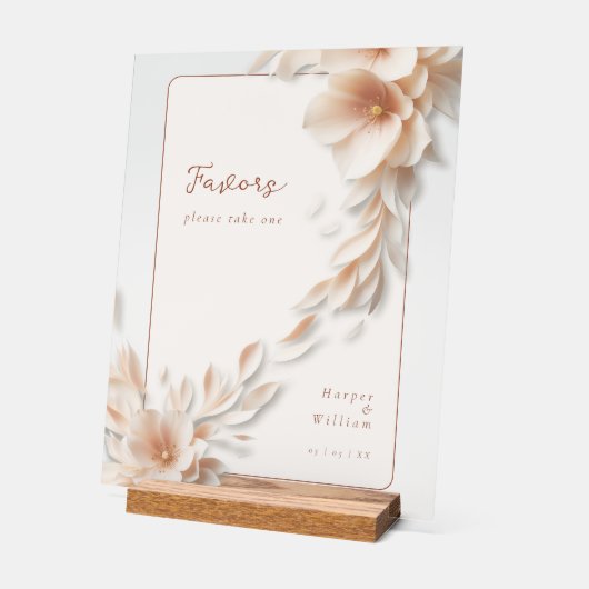 アイボリー花模様流アクリル結婚系 アクリルサイン (傾斜)