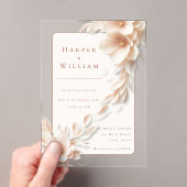 アイボリー花模様流動アクリル結婚式招待状 アクリル招待状 (インサイチュ (ポータブル))