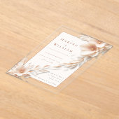 アイボリー花模様流動アクリル結婚式招待状 アクリル招待状 (レイダウン)