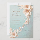 アイボリー花模様流結婚式招待状 招待状 (正面)