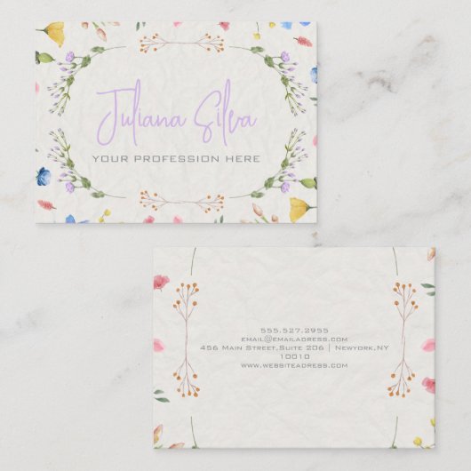 アイボリー花水彩 名刺 (正面/裏面)