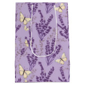 アイボリー蝶とラベンダーの花 ミディアムペーパーバッグ (裏面)
